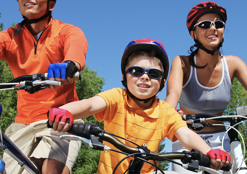 family on bikes